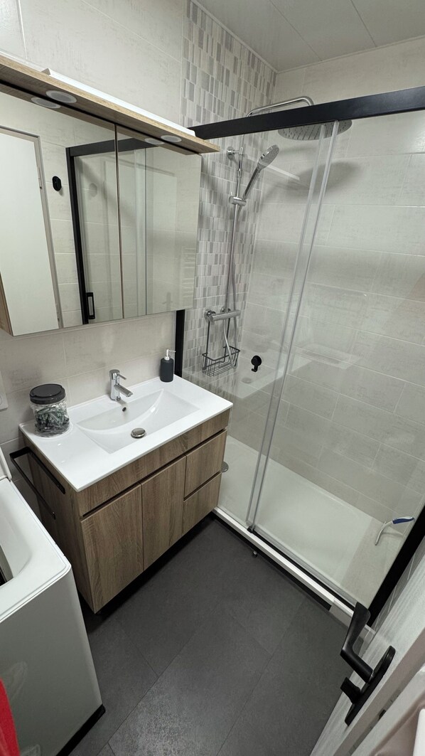 Shower, hair dryer