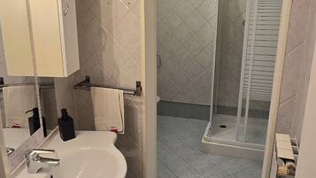 Hair dryer, bidet, towels, soap