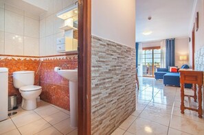 Hair dryer, towels, toilet paper