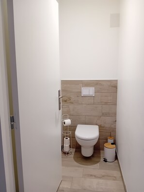 Dusche, Haartrockner, HandtĂŒcher, Seife