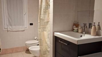 Ducha, secador de pelo, bidet, toallas