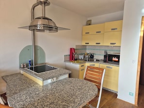 Fridge, microwave, coffee/tea maker