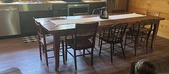 Cabin Fever II is a cozy 3-bedroom cabin in the foothills of the Blue Ridge.