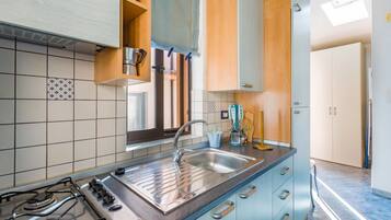Fridge, oven, stovetop, electric kettle