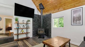 Smart TV, fireplace, video games