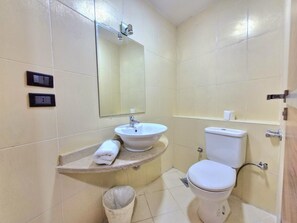 Hårtork, tvål och toalettpapper