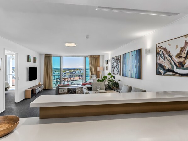 Appartement Deluxe, vue piscine | Coin séjour