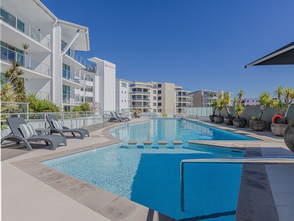 Outdoor pool, pool loungers