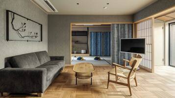 Traditional House, 4 Bedrooms, Kitchen, Garden View | Living area | 43-inch flat-screen TV with cable channels, heated floors