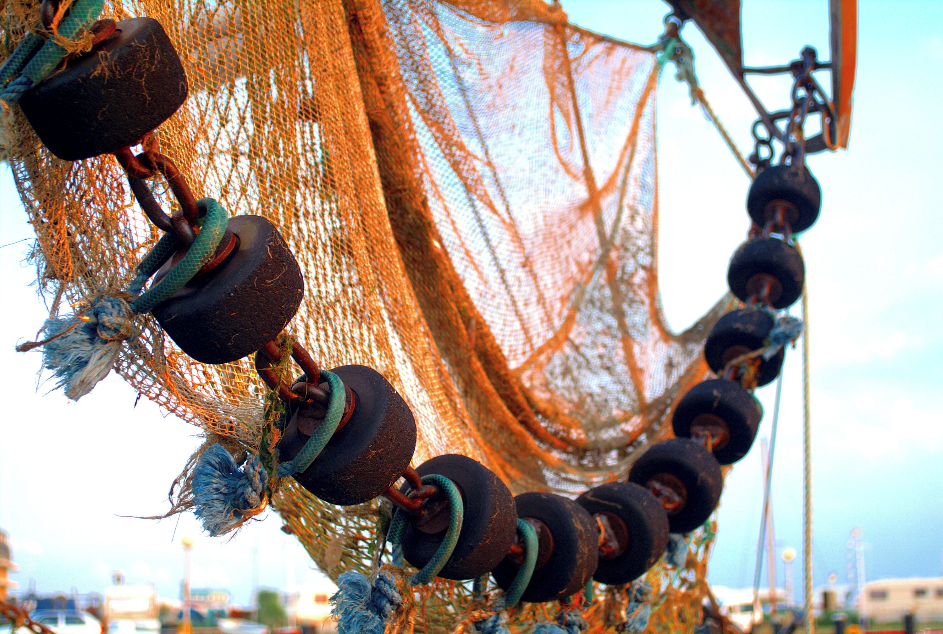 A fishing net with weights.