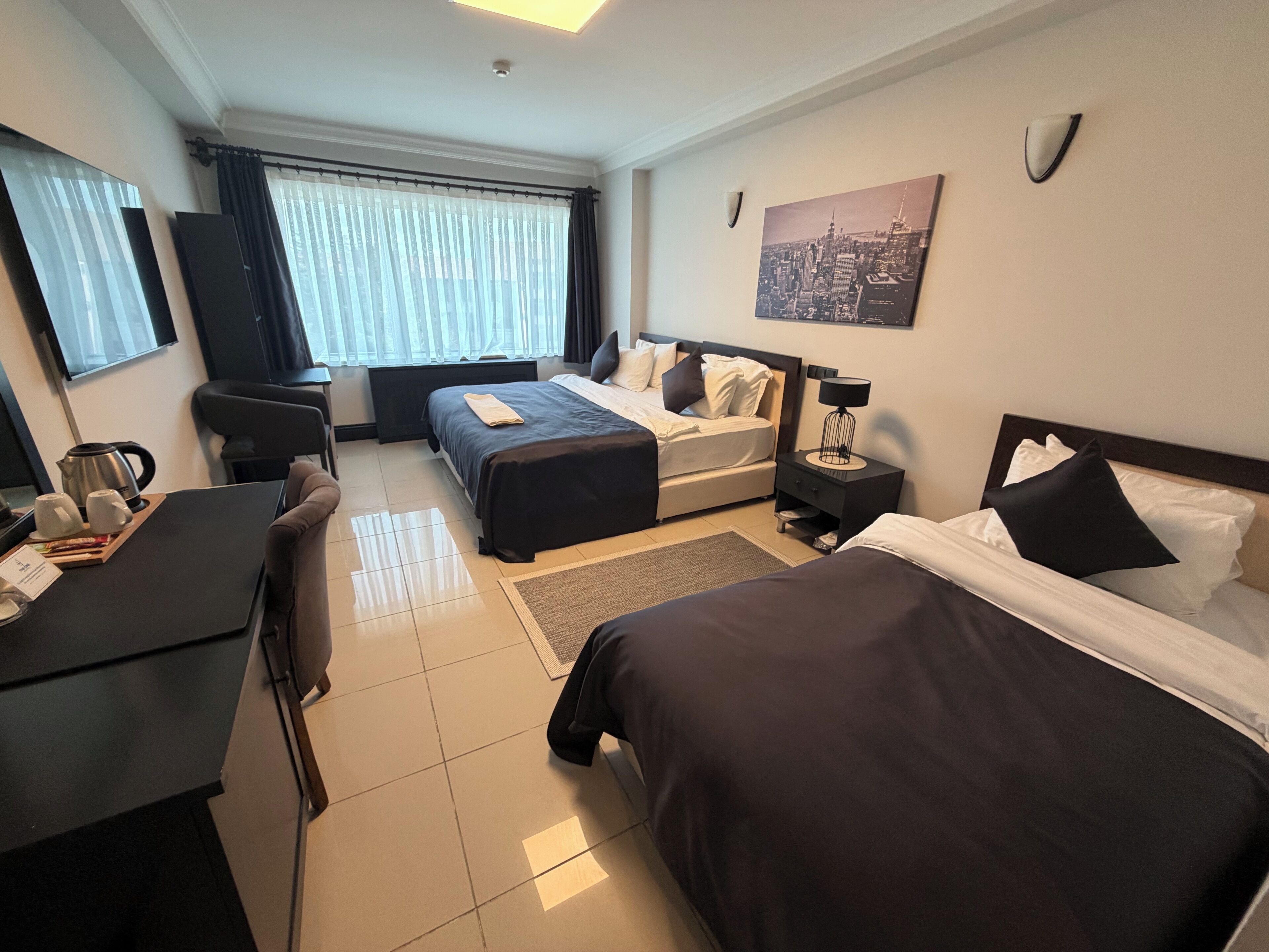 In-room safe, desk, laptop workspace, blackout curtains