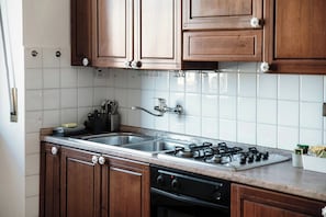 Appartement Exclusif, balcon, vue ville | Cuisine privée | Réfrigérateur, four, plaque de cuisson