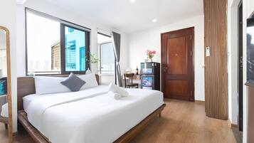 Grand Studio | Pillowtop beds, desk, laptop workspace, blackout drapes