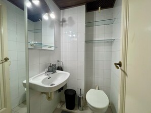 Hair dryer, bidet, towels, soap