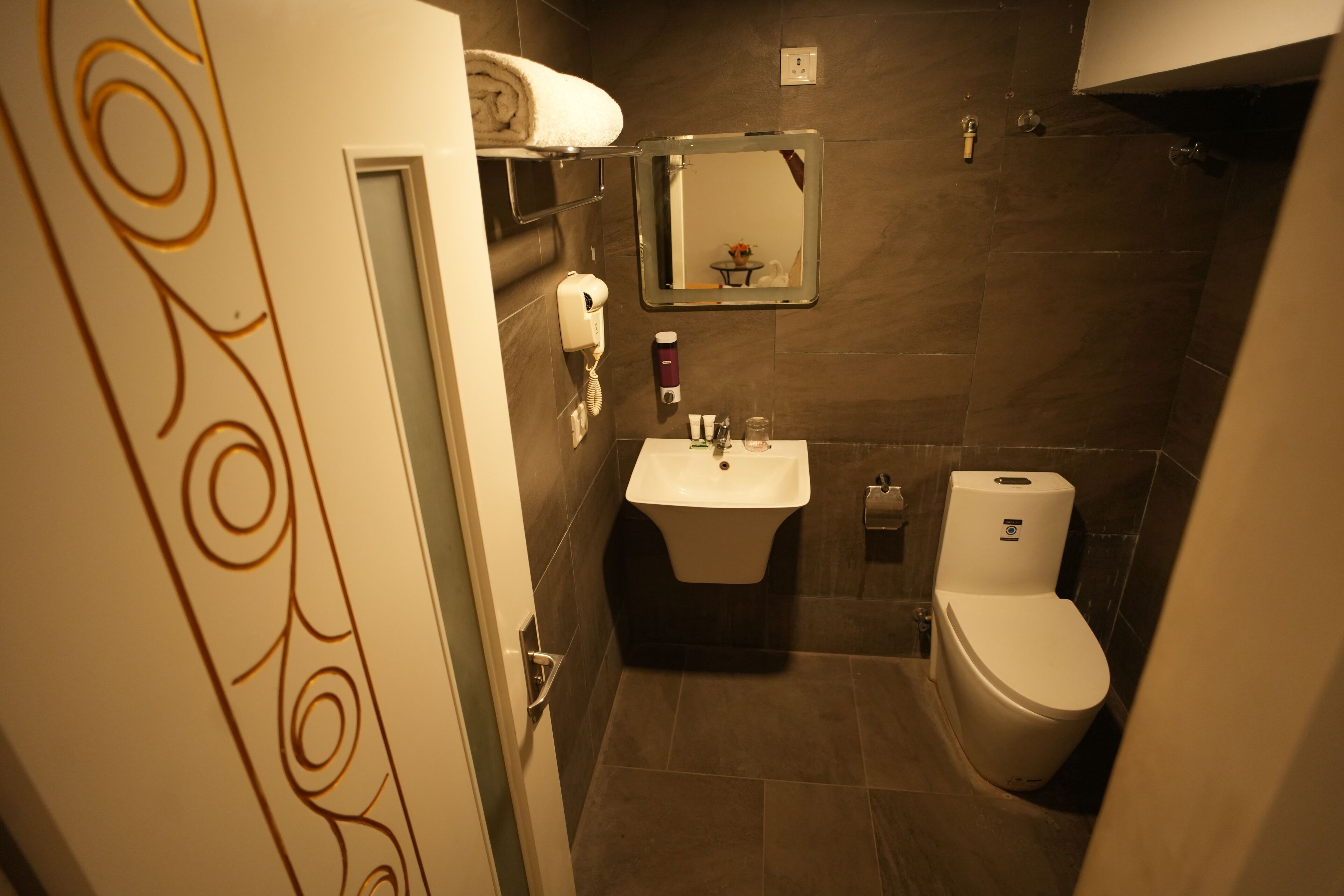 Towels, soap, shampoo, toilet paper