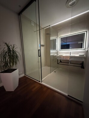 Sèche-cheveux, serviettes fournies, savon, papier toilette