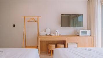 Desk, blackout drapes, iron/ironing board, free WiFi