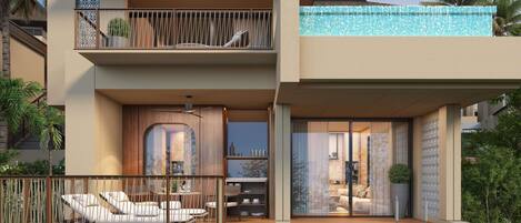 Phòng Suite Executive, 1 giường cỡ king, hồ bơi riêng, quang cảnh biển | Bộ đồ giường cao cấp, chăn bông