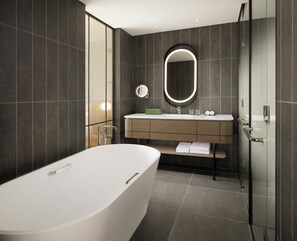 Deluxe Room, 1 King Bed (Signature) | Bathroom | Hair dryer, bathrobes, slippers, bidet - Pullman Ambassador Seoul Eastpole (Seoul)