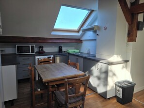 Fridge, microwave, coffee/tea maker