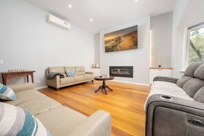 TV, fireplace