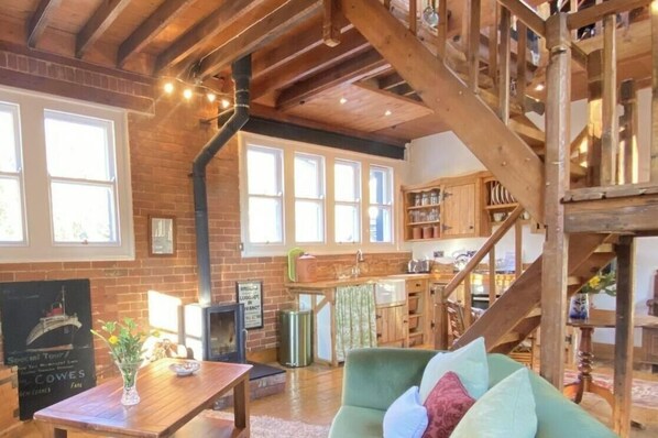 Cottage | Living area | LCD TV, fireplace - The Clock Tower (Ventnor)