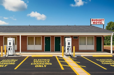 Estación de carga para autos eléctricos. Budget Motel Granite City/St Louis Area