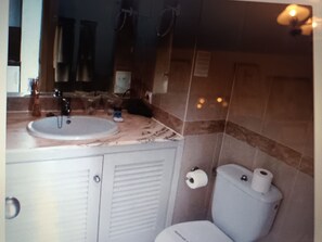 Hair dryer, towels, toilet paper