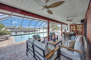 Outdoor pool, a heated pool - Huge Heated Saltwater Pool, Dock, Games & Waterfront Fun (Palm Coast)