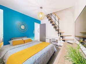 2 bedrooms, desk, iron/ironing board, travel crib
