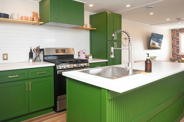 Fridge, oven, stovetop, dishwasher