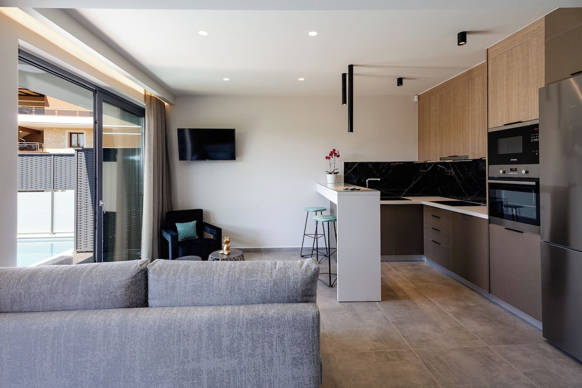 Villa Standard, 2 camere da letto, non fumatori, piscina privata | Cucina privata | Frigorifero con congelatore, forno, piano cottura, lavastoviglie
