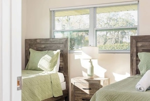 2 bedrooms, individually decorated, individually furnished, bed sheets