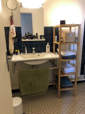 Haartrockner, Bidet, Handtücher, Seife