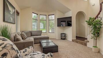 TV, fireplace, offices