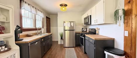 Microwave, oven, stovetop, dishwasher