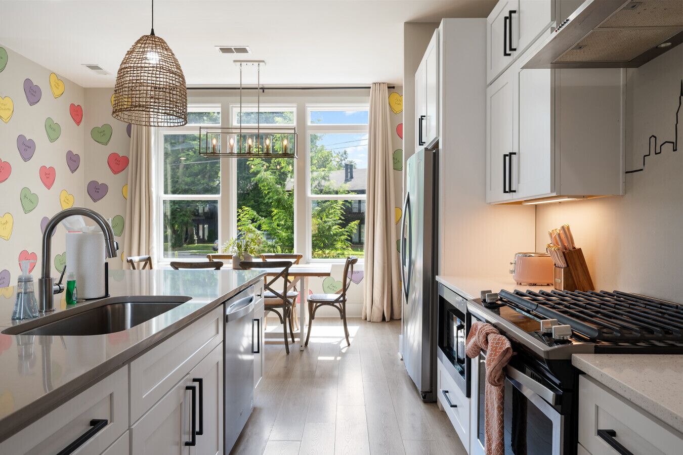 Fridge, coffee/tea maker, cookware/dishes/utensils