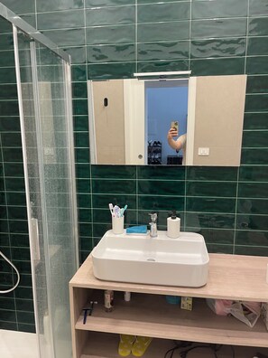 Sèche-cheveux, serviettes fournies, savon, papier toilette