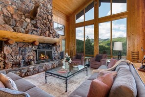 TV, fireplace, offices - Abode at American Flag, private hot tub, sauna, panoramic views (Park City)