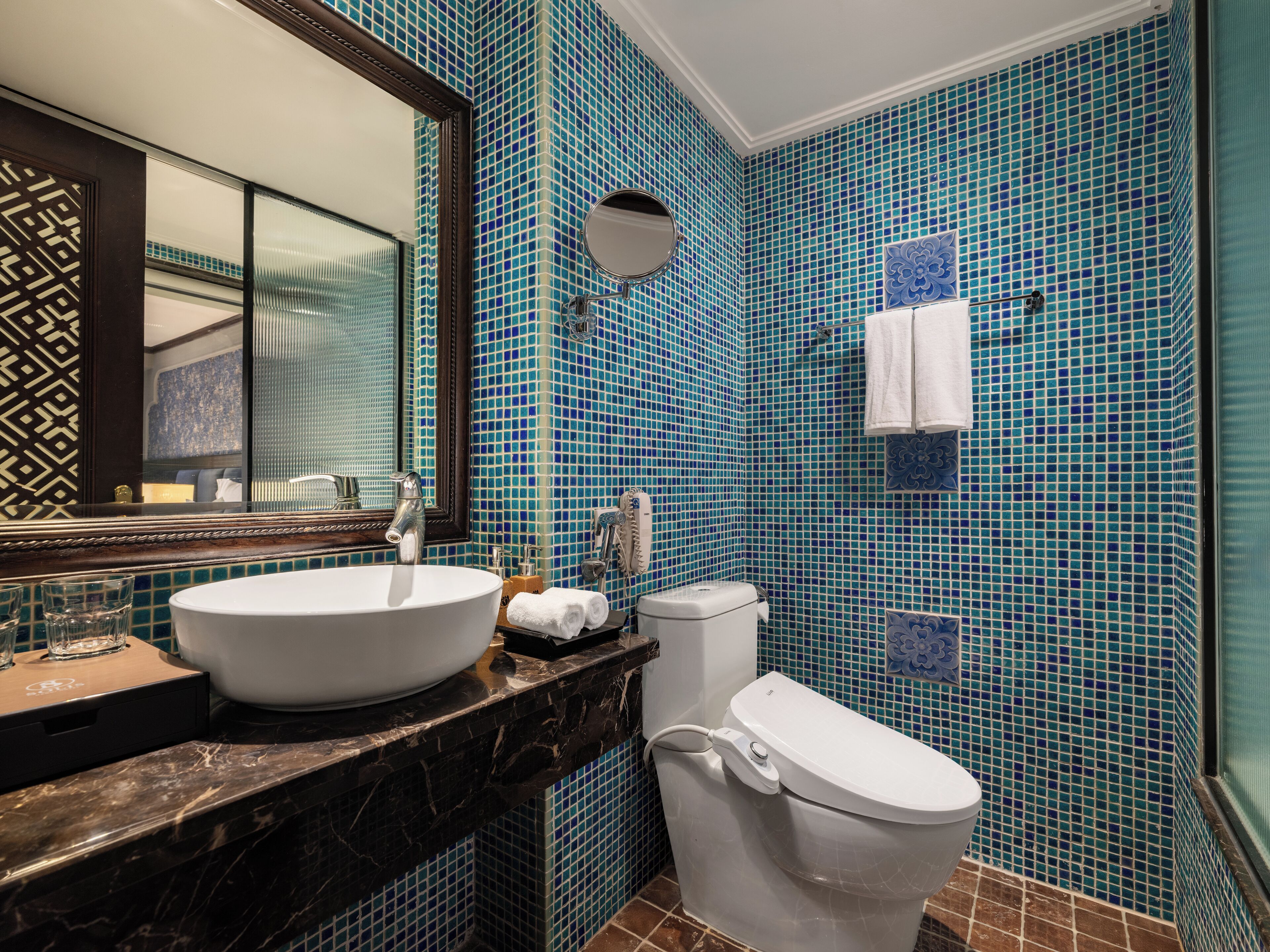 Premium Double or Twin with Old Quarter View | Bathroom | Hair dryer, slippers, bidet, towels