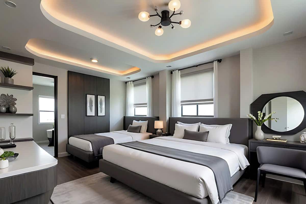 Habitación triple Deluxe | Ropa de cama de alta calidad, camas con efecto memoria y escritorio