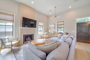 TV, fireplace, video games