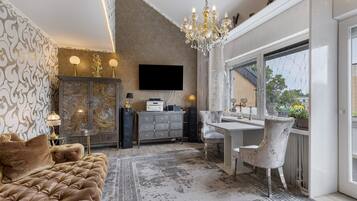 TV, DVD player, stereo