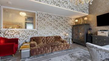 TV, DVD player, stereo