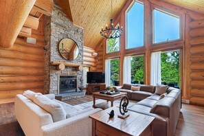 TV, fireplace, video games, table football