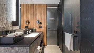 Superior Twin Room | Bathroom | Shower, hair dryer, towels, shampoo