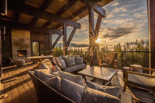 Terrace/patio - Ski-in/Ski-out Cabin with Hot Tub, Heated Garage, and a Fireplace on the Deck! (Big Sky)