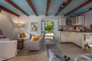 Standard House, Multiple Bedrooms, Sea Facing (La Rocca Duo - Hidden In Istria) | Living area | 21-inch Smart TV with cable channels