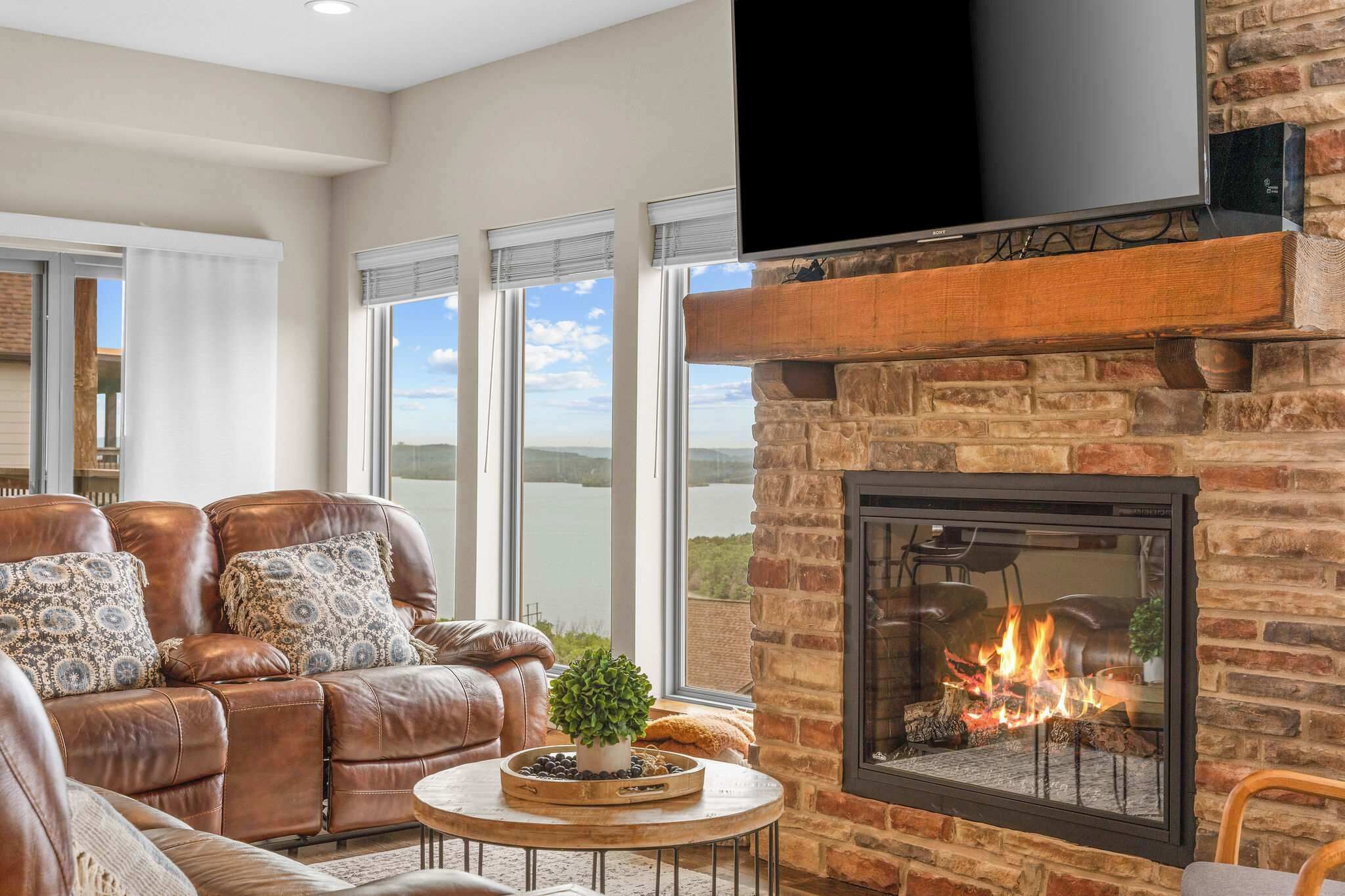 TV, fireplace, video games, books