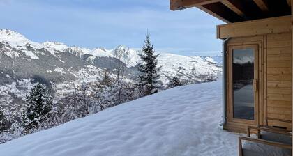 New chalet in La Plagne, direct ski access, sauna, parking, 5 bedrooms